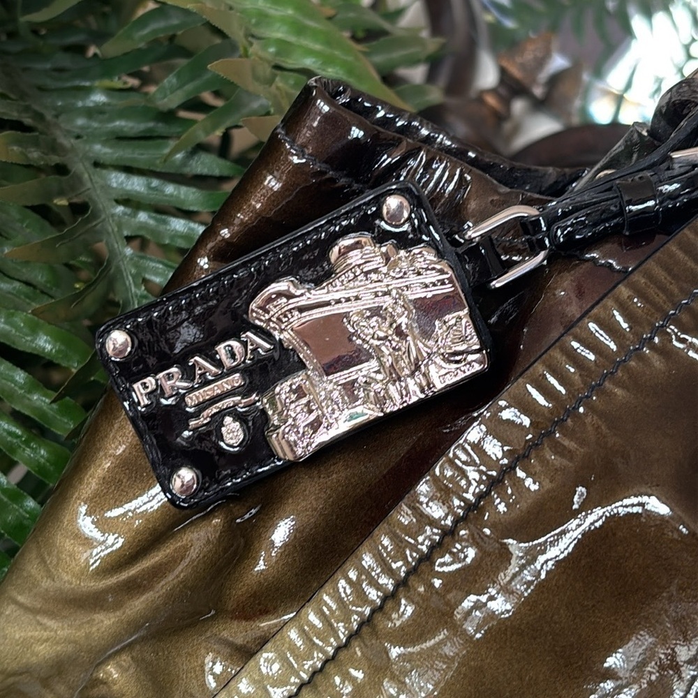 Prada Vernice Sfumato Flap Bag Spazzolato Ombre Shoulder Purse Patent Leather - Picture 3 of 16